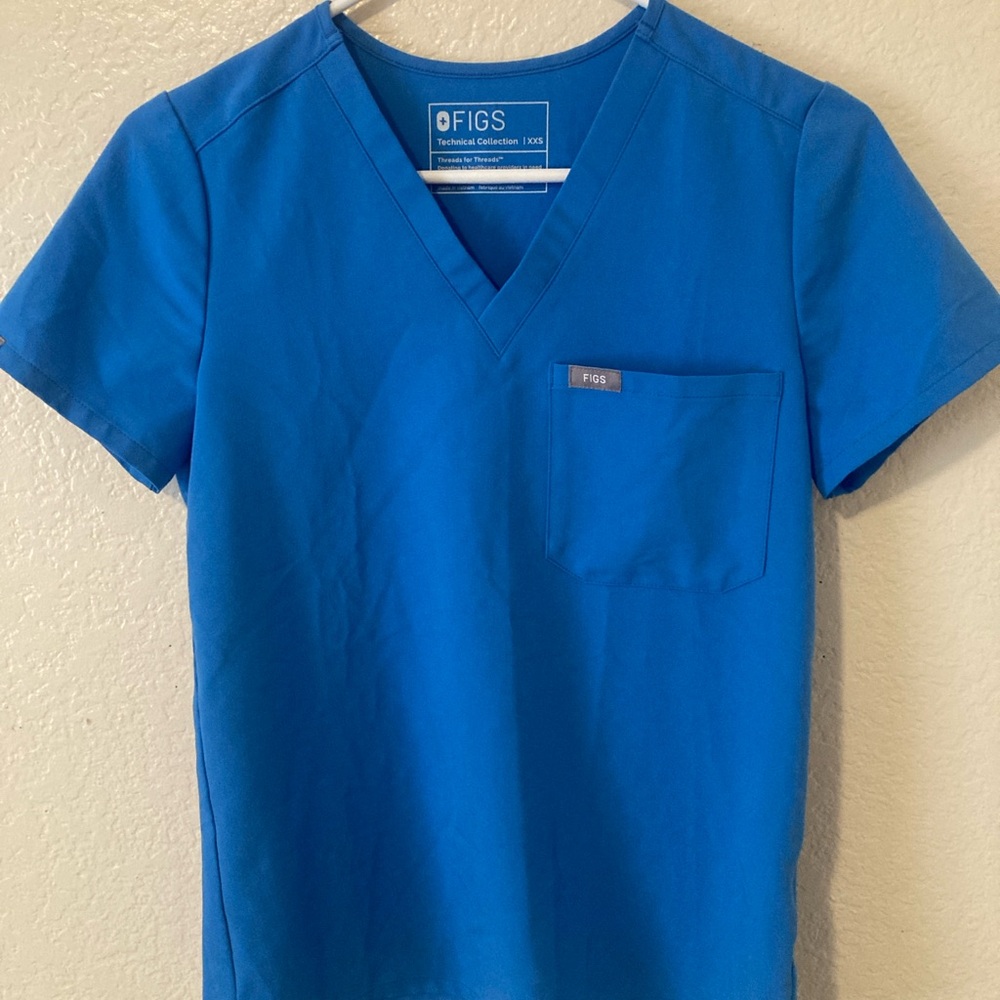 Figs Blue Short Sleeve Tee scrub top